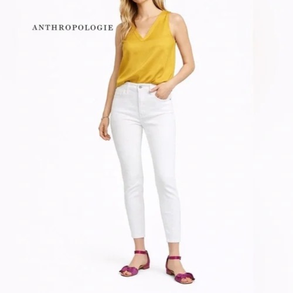 GUC Anthropologie Pilcro and the Letterpress High Rise Skinny Jeans White Sz 28
